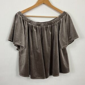 Sunday in Brooklyn Women's Velvet Off Shoulder Flutter Sleeve‎ Top Small